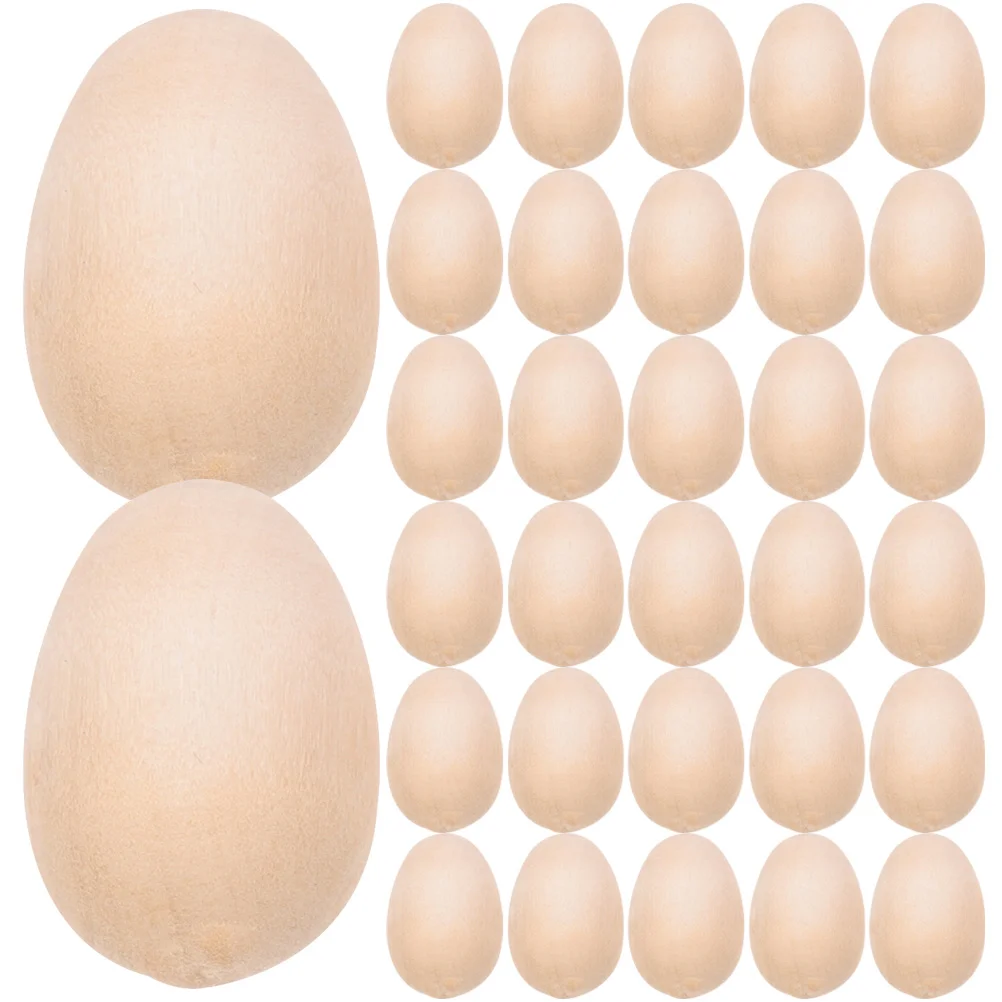 

50pcs Wooden Egg Unfinished Wooden Egg Toy Blank Wood Craft Easter Decoration