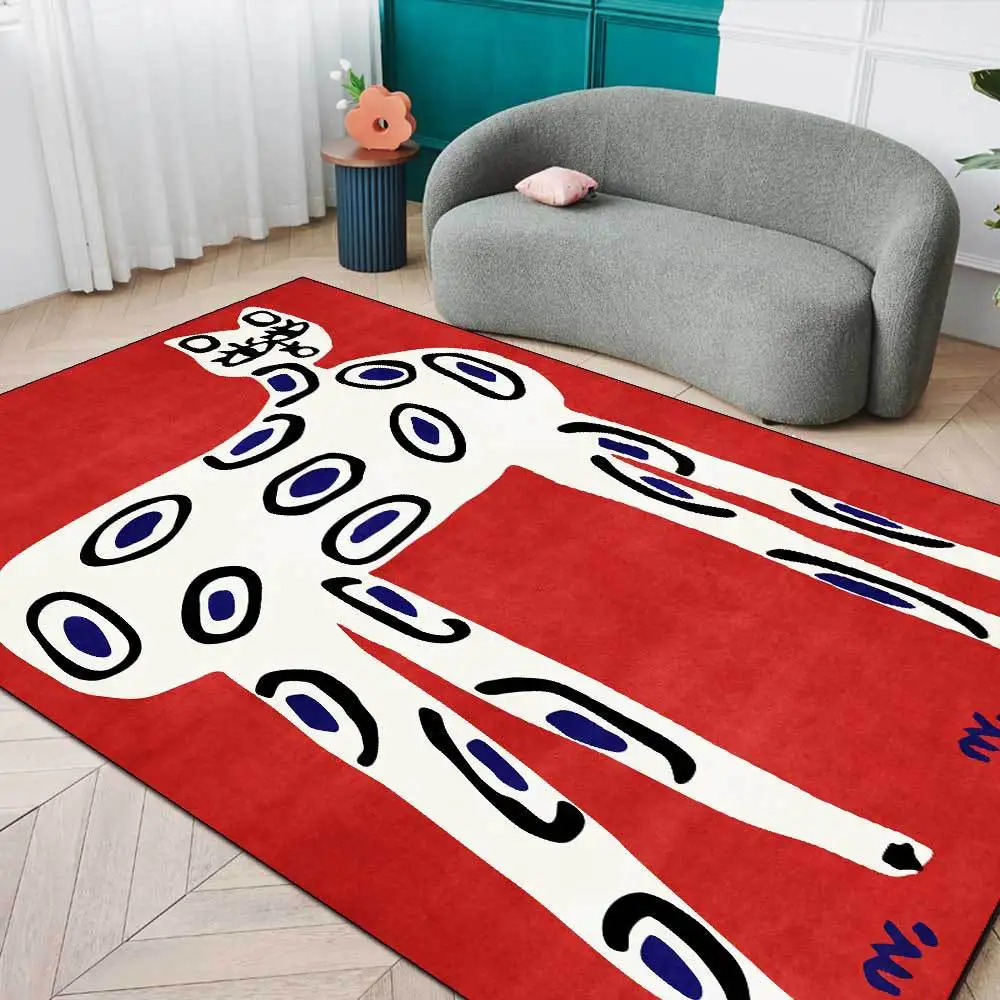 White Flannel Area Rug Floor Mat Abstract Black Cat Pattern Bedroom Decor Carpet 