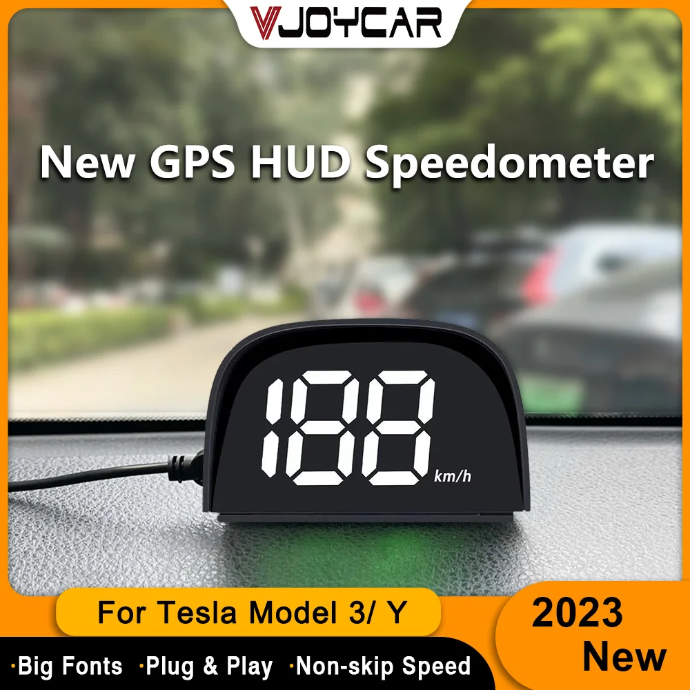 Vjoycar New GPS HUD Digital Speed Display for Tesla 2-Color Plug and Play Big Font Car Electronics Accessories for All Cars