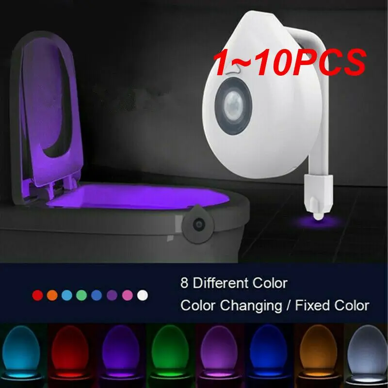 

1~10PCS Colors Changing Toilet Bowl Night Light Motion Sensor LED Waterproof Bathroom Light Battery Operated For Washroom Home