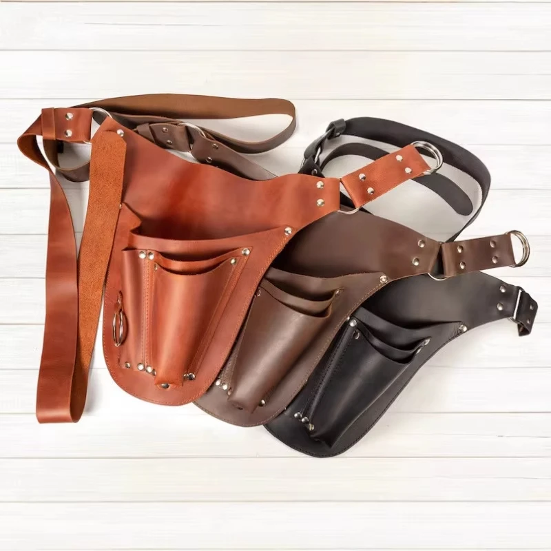 Adjustable PU Leather Garden Tool Storage Apron with Multi-Pocket Design