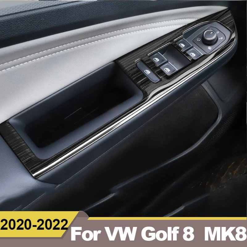 

For Volkawagen VW Golf 8 MK8 2020 2021 2022 Stainless Steel Car Door Window Glass Lift Switch Button Trim Cover Accessories