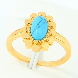 Elegant Dubai Fashion Turquoise Ring: 21k Gold Plated Bridal Wedding Jewelry - 8 (Model A)