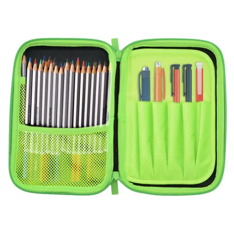 

Classic Pocket Pen Pencil Case Green Mosaic Fold EVA Stationery Storage Bag Organizer Cosmetic Travel Bags Student School