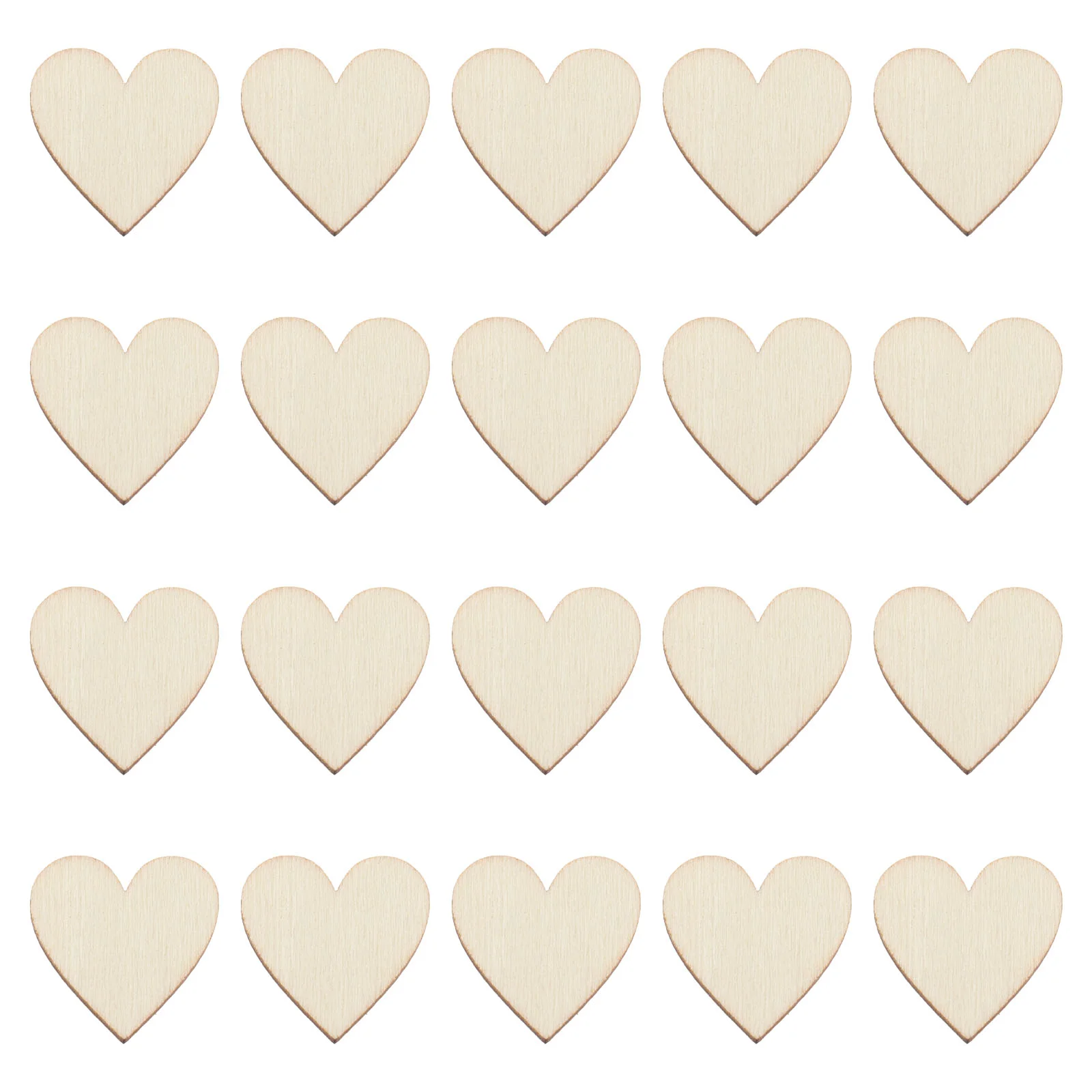 

20mm Blank Heart Wood Slices Discs for DIY Crafts Embellishments (Wood Color)