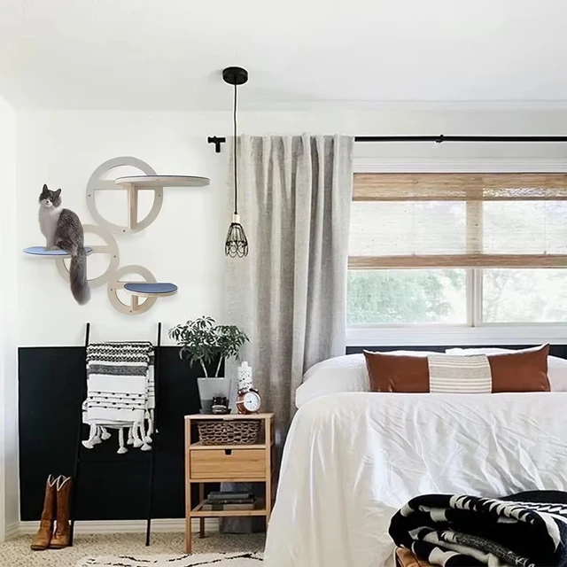 Circular Wooden Cat Wall Shelves Cat Play Furniture Sturdy Build Provide a Cozy and Trendy Spot for Cats to Lounge and Explore 6