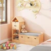Kids Bookcase and Bookshelf with Reading Nook, Multifunctional Bookcase with 3 Open Storage Cubbies and 3 Drawers, Bookcase 4