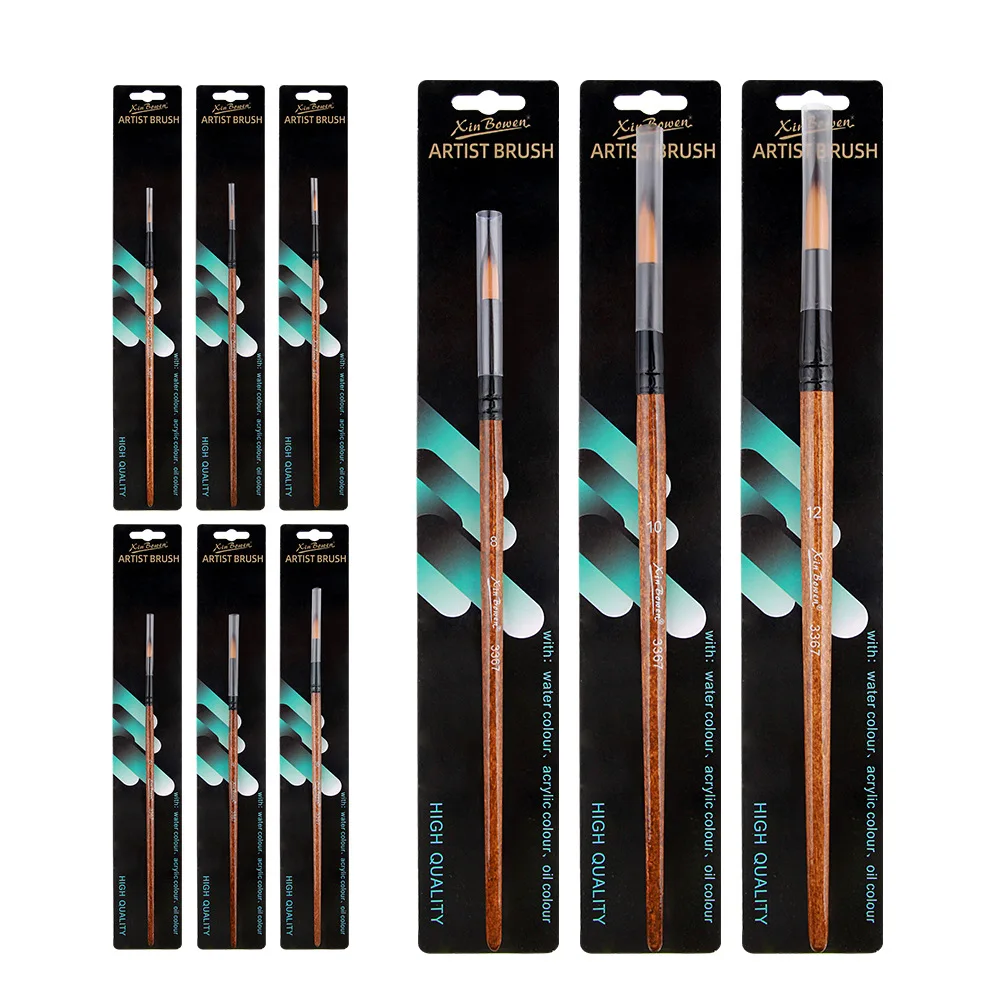 나무 나일론 아크릴 아티스트 페인트 브러시, 아크릴 수채화 유화 용품, 후크 라인 펜, 1 개