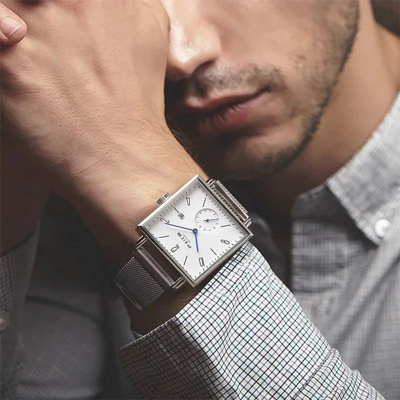 FEICE Watch for Men Luxury Simple Small Square Automatic Mechanical Watch Student Christmas Gifts Waterproof Sports Watch FM301