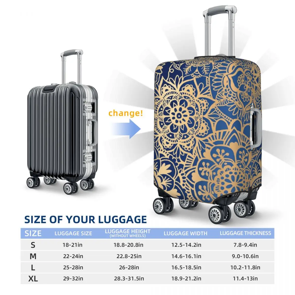 Mandala Suitcase Cover Floral Mystery Cruise Trip Flight Fun Luggage Supplies Protection 6