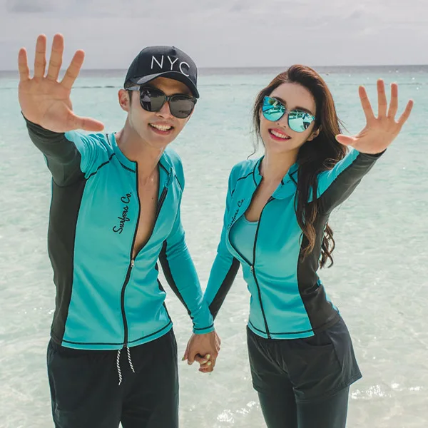 Wetsuit Couple Long-sleeved Split Swimsuit Korean Jellyfish Snorkeling  Surfing Suit Men And Women Swimwear