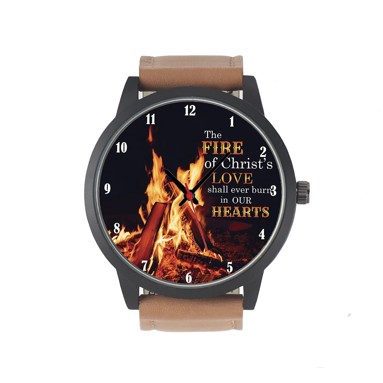 Free Shipping Factory Store Fire Design Christ's Love Gifts For followers of Christianity Men's Battery Quartz Wrist Watch assembly 3 7v 2980mah 11 03wh battery replacement without logo for amazon kindle fire 7 5th gen sv98ln mc 308594