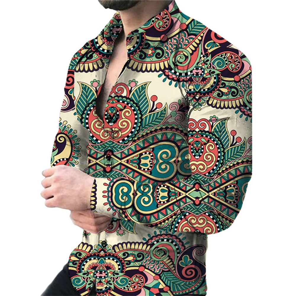 thumbnail image 1 of Camisa de hombre Retro Street 2024 Primavera/Verano Otoño/Invierno Moda Camisa de hombre con estampado 3D Camisa de manga larga con botones, 1 of 5