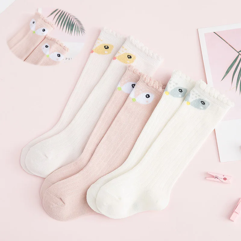 3pairs/Set  Newborn Baby Knee High Socks Summer Mesh Thin Cartoon Socks  Baby Boys Girls Toddler Cotton Anti-mosquito Socks
