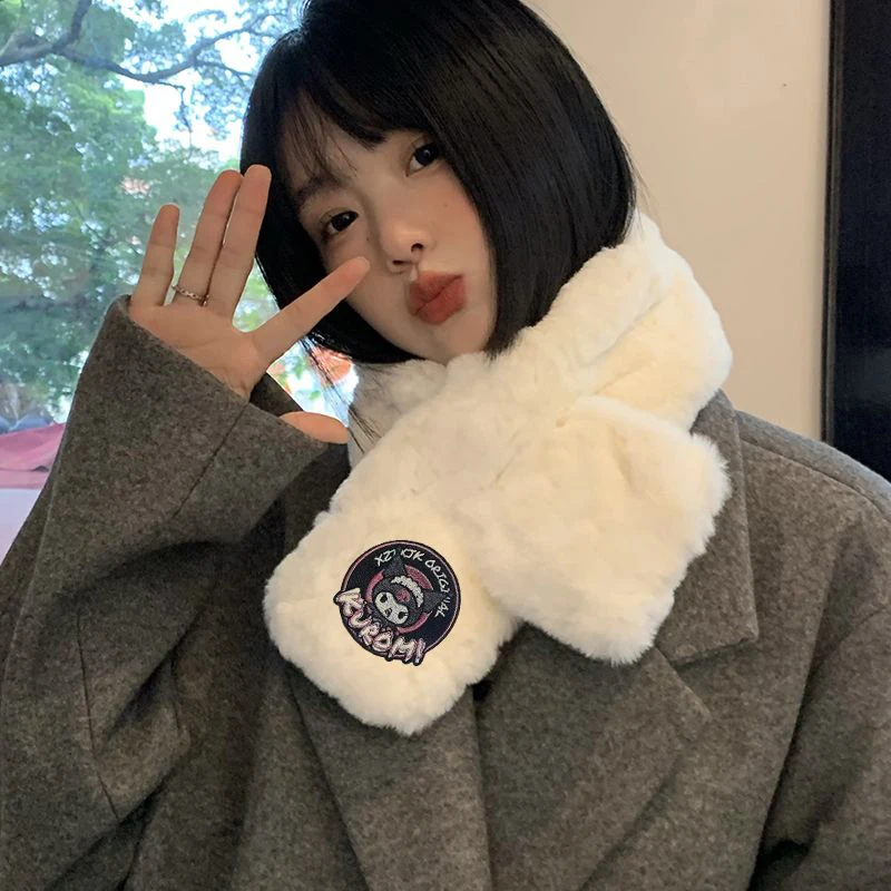 

Kawaii Sanrioed Kuromi Cinnamoroll Warm Plush Scarf HelloKittys Pompompurin My Melody Anime Outdoor Neck Protector Cute Scarve