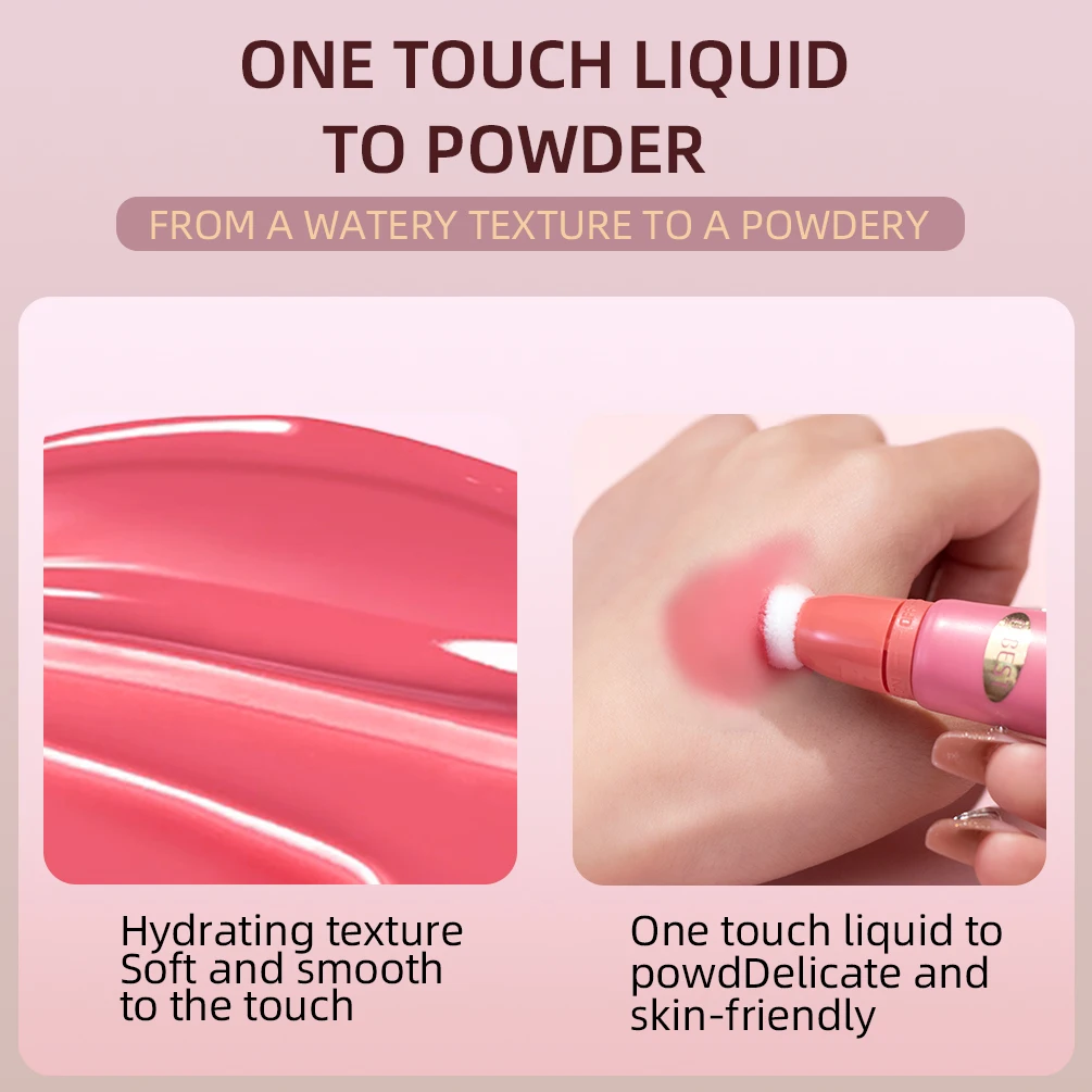 Blush Stick Liquid Blush Facial Blusher Blush Cream Cream Blusher QIBEST Beauty Liquid Blush Stick Pigment Lasting Natural Liquid Contouring For Face Blusher Cheek Tint Peach Cream Blush Makeup