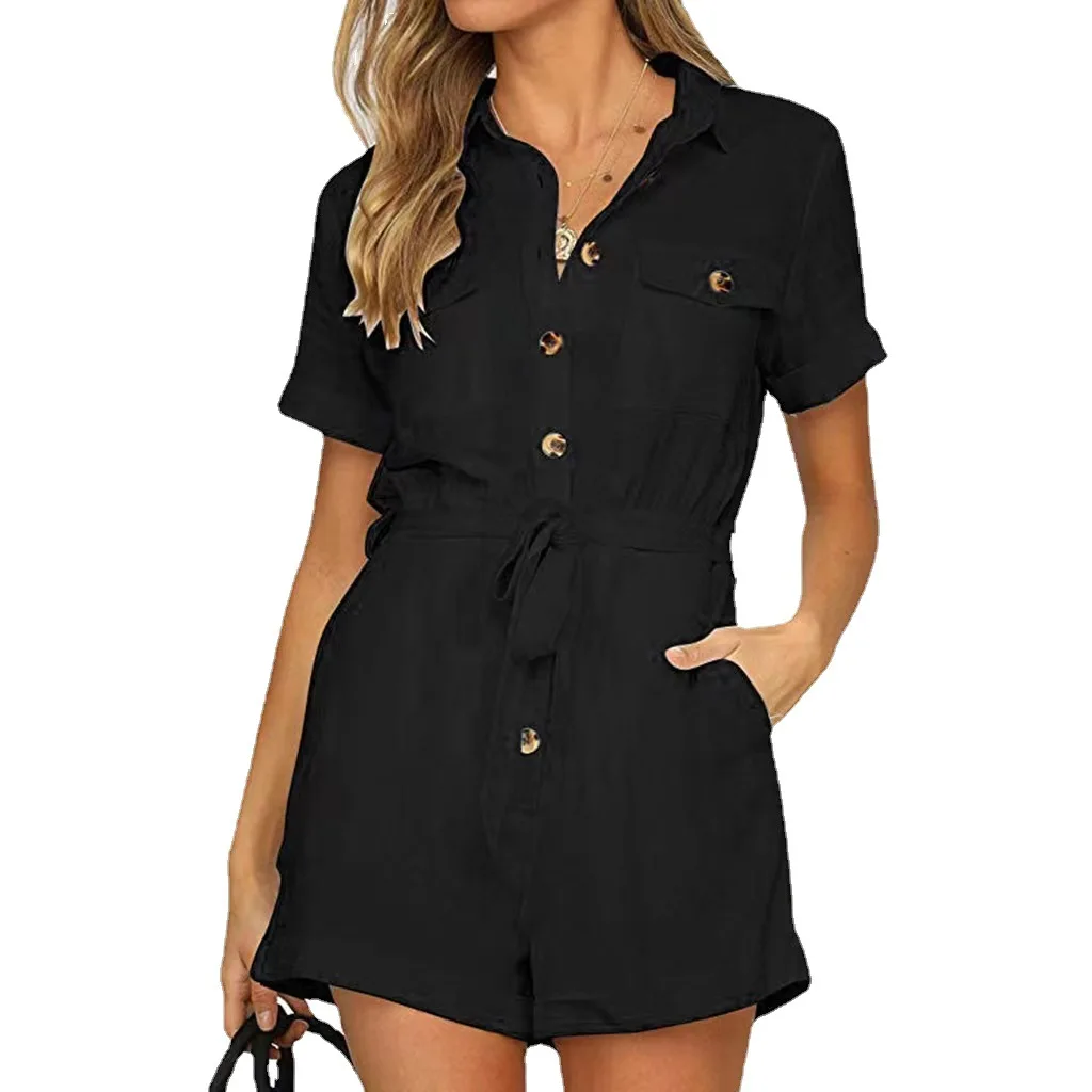 Solid Short Style Jumpsuit 4