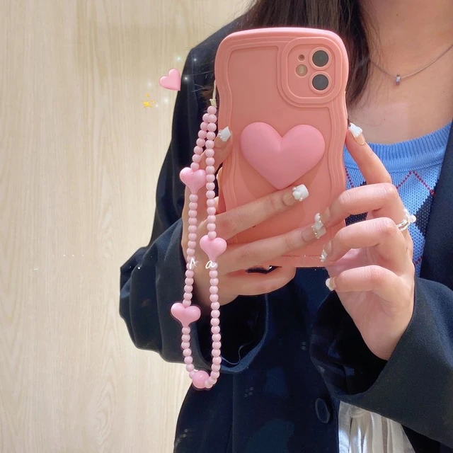 3D Heart Chain Strap Bracelet Wavy Phone Case For Samsung Galaxy S22 Ultra  S21 S20 Plus + FE Cover - AliExpress