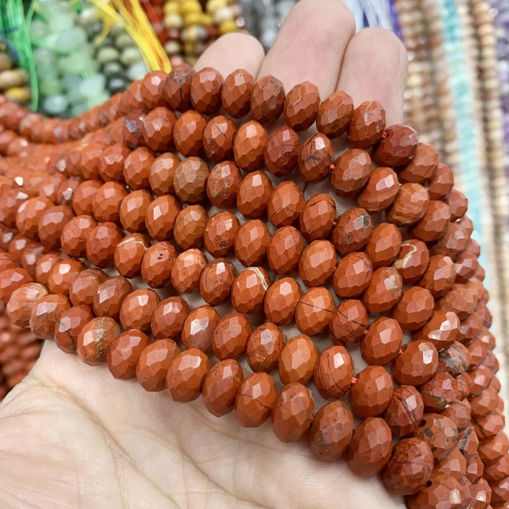 Faceted Natural Stone 6x10mm morganite Ocean Agate  Red Jasper Spacer Beads For Jewelry Making Diy Bracele tnecklace