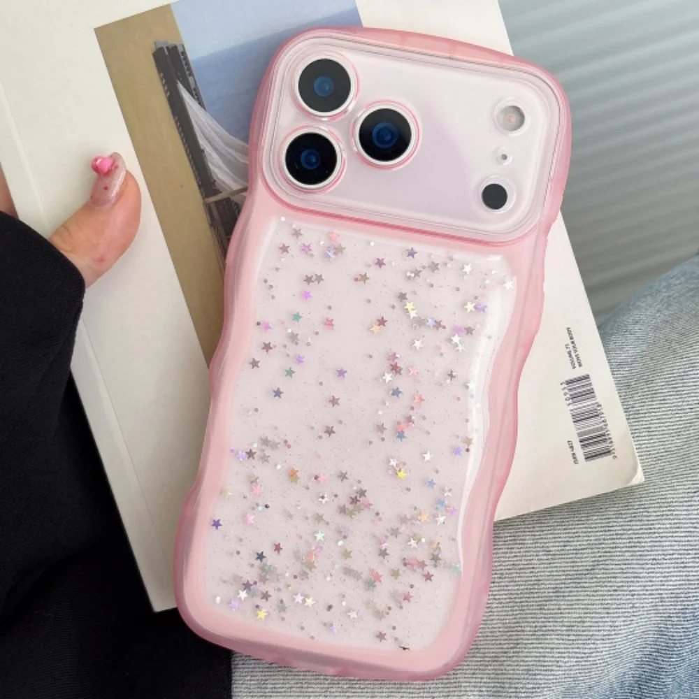 Shiny Sequin Glitter Soft Bumper Case with Stars Design