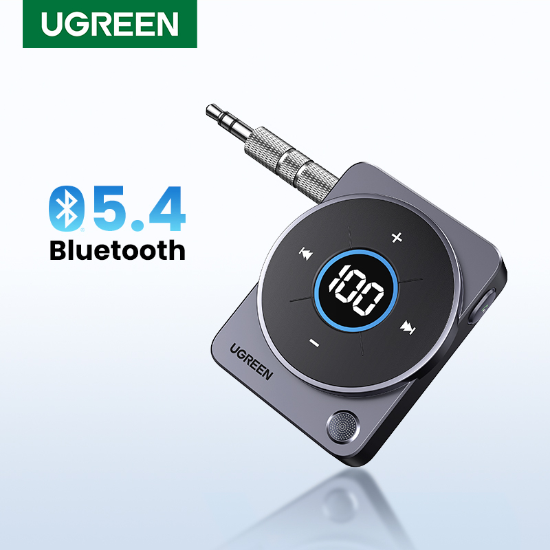 UGREEN Bluetooth 5.4 Aux Receiver Adapter Wireless 3.5mm Audio  Music Receiver for Car 20H Battery Life Screen Display SBC AAC