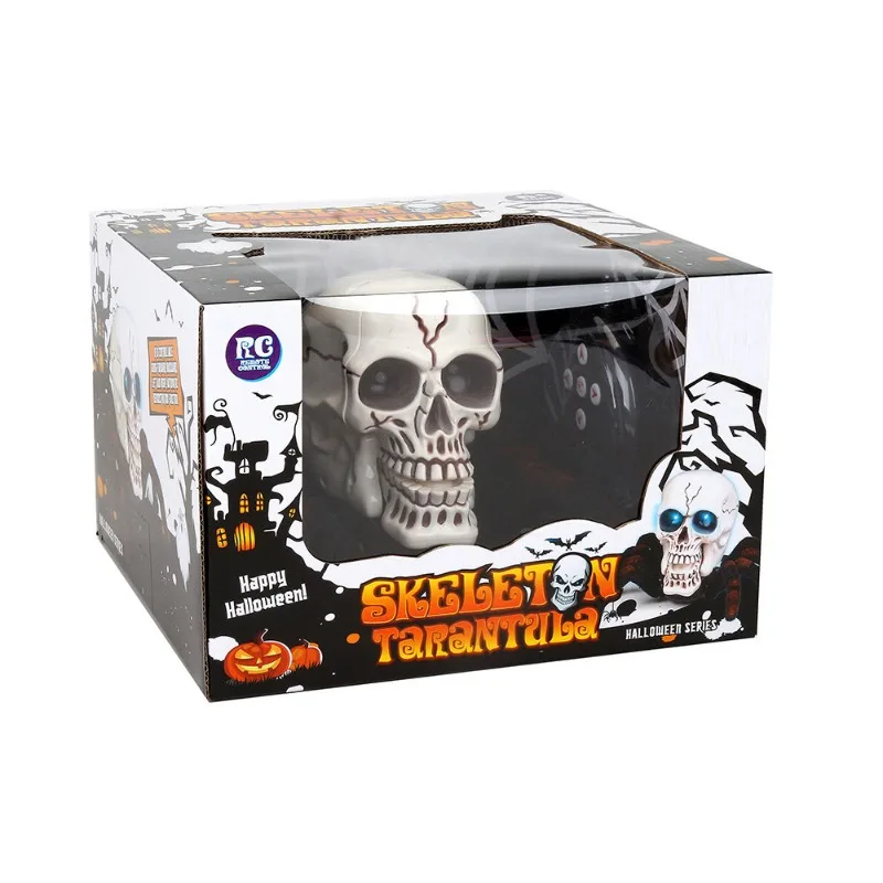 Remote Control Skull Spider Toy Infrared RC Halloween Scary Skeleton Spider Horrible Toys With Light Prank Props For Party Gifts 5