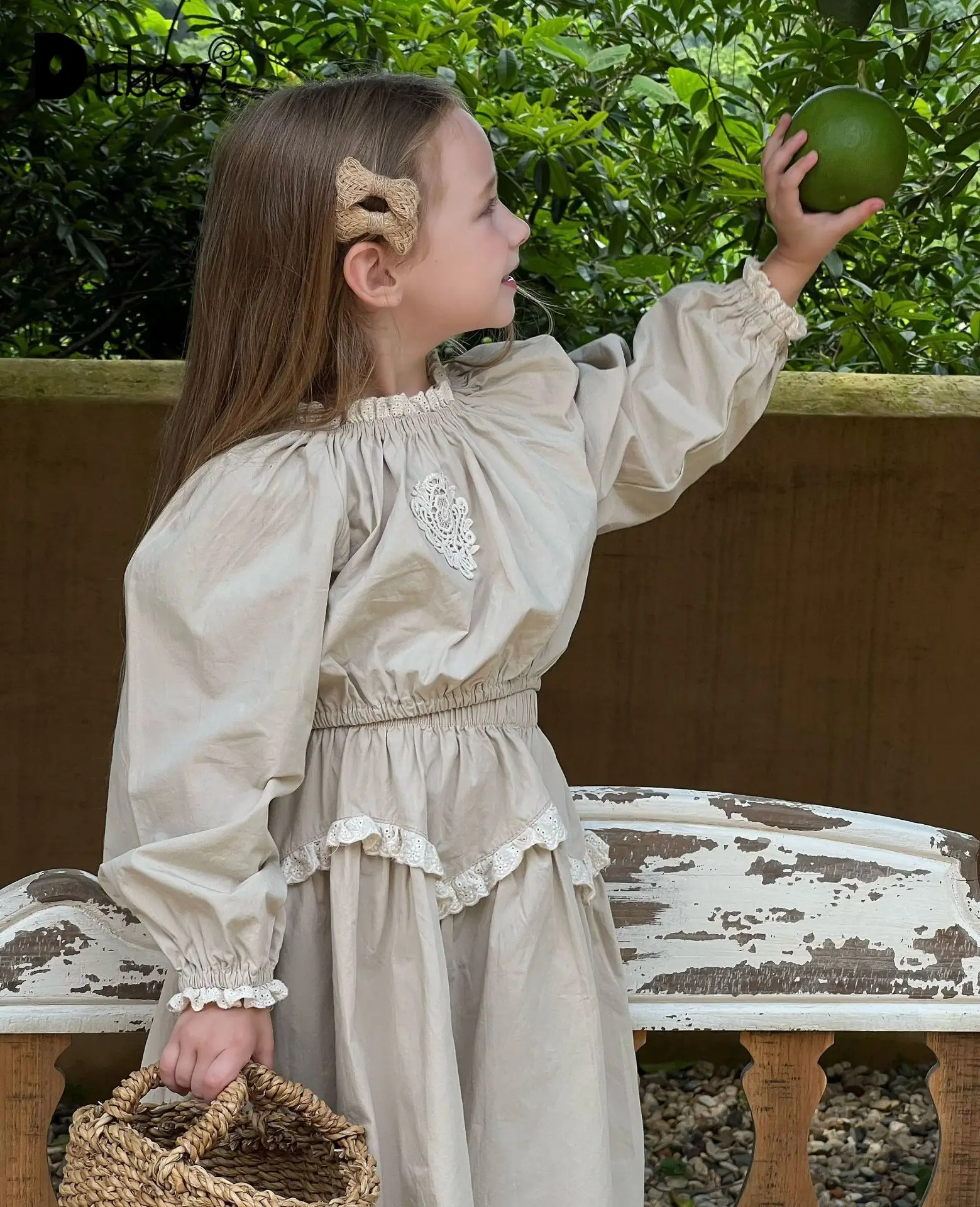 

New Spring Autumn Korean Style Kids Girl Sets Long Sleeves Round Collar Baby Shirts+Elastic Waist Skirt Children Outfits