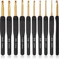 9PCS Black Ergonomic Crochet Hooks Set (2.0-6.0mm) - Soft Needles for Arthritic Hands, Ideal for Beginners