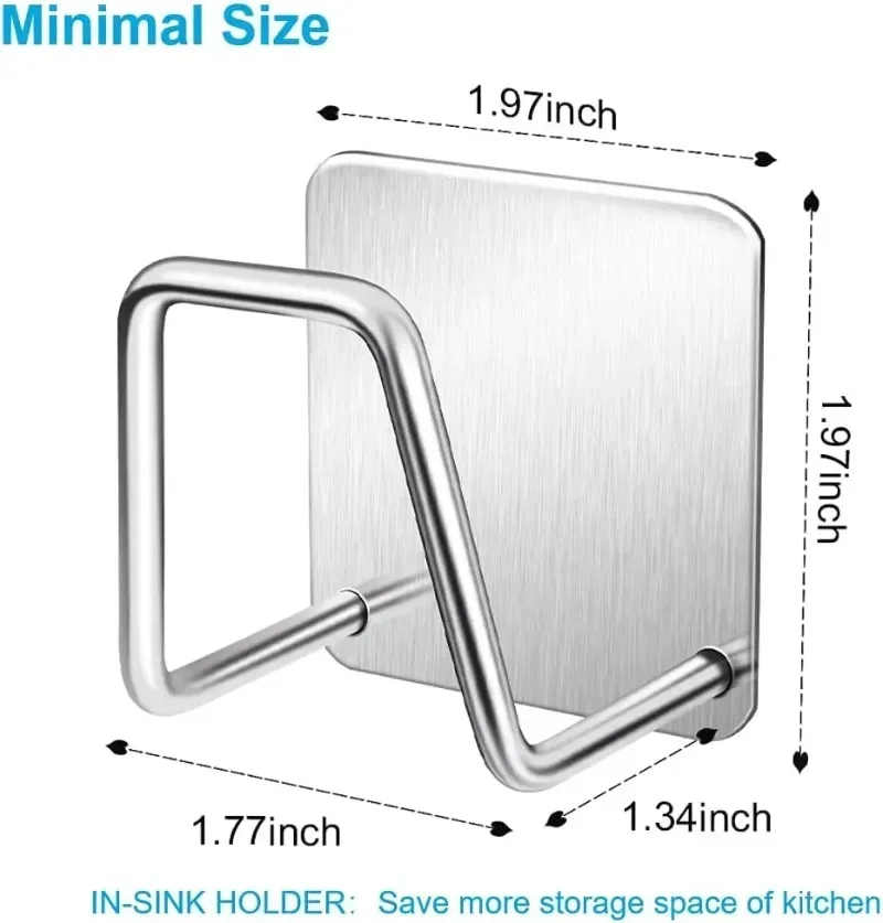 Compact Stainless Steel Sponge & Dishcloth Organizer with Strong Adhesive