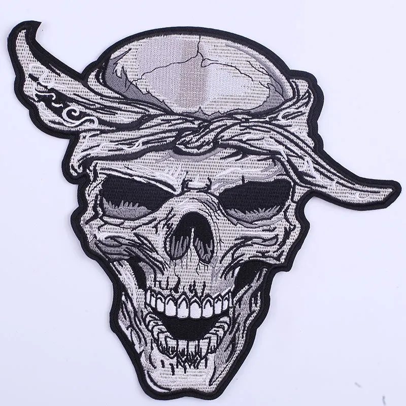 

ZOTOONE Big Skull Patch Iron on Embroidered Patches for Punk Clothing Biker Morale Military Sticker Stripes for Men's Clothes