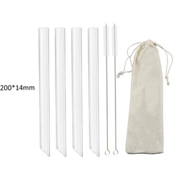 Premium Reusable High Borosilicate Glass Straw Set - 12mm Wide Smoothie & Milkshake Straws (200-14mm-4Pcs-A)
