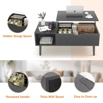 JHK Lift Top Coffee Tables 39.37"x19.7" Wood Dining Tables For Living Room With Adjustable Storage Shelf Easy To Lift Or Lower 2