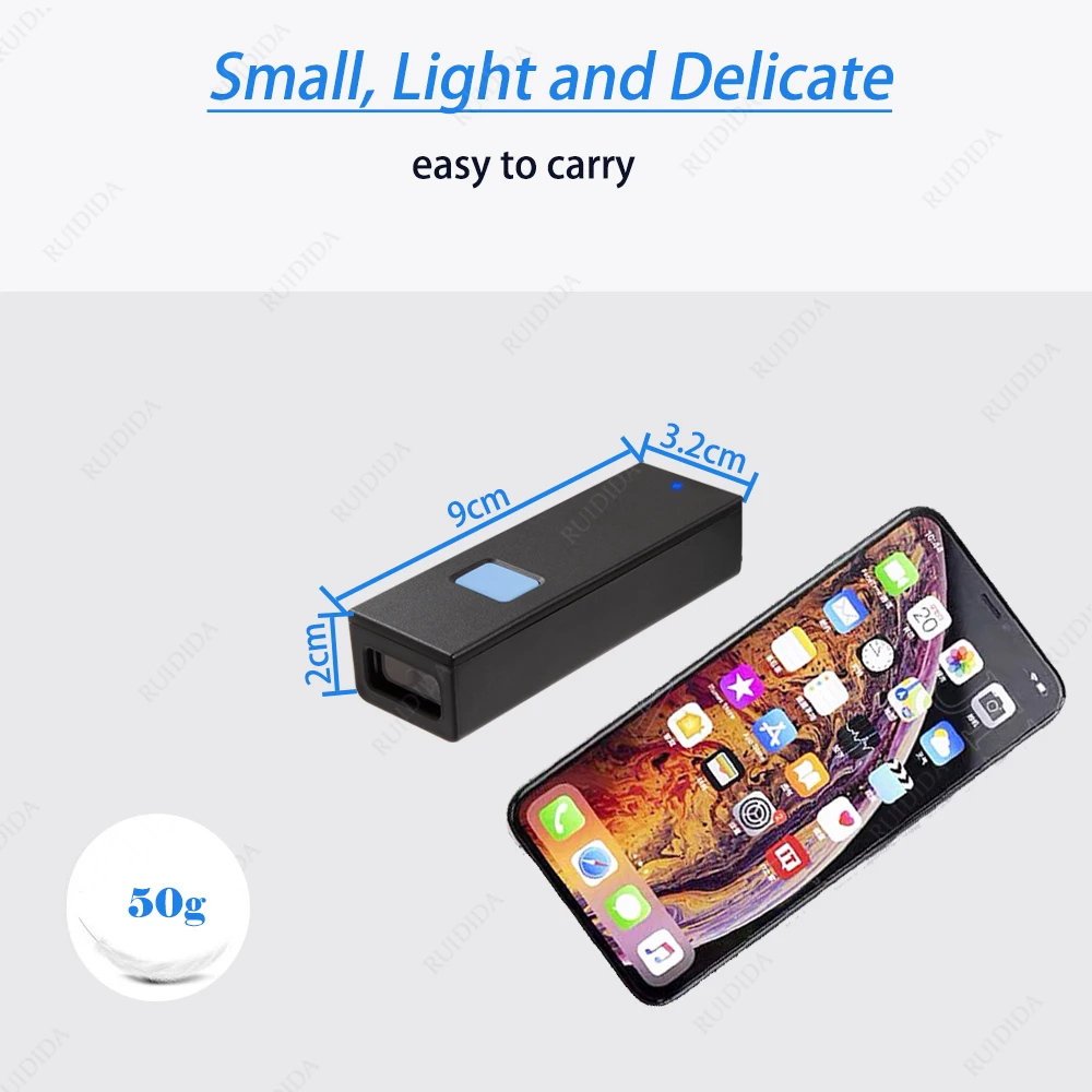 1D 2D Wireless Bluetooth Barcode Scanner Mini Pocket Bar Reader Portable BT Reader QR Code PDF417 Scanner for PC iPad iPhone