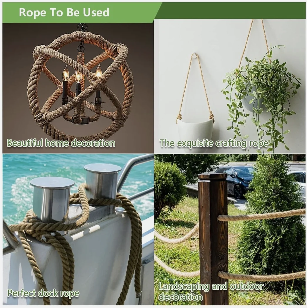 8mm Natural Burlap Hessian Jute Twine Cord Hemp Rope String 10/20/50M Gift Packing Strings Christmas Event & Party Supplie