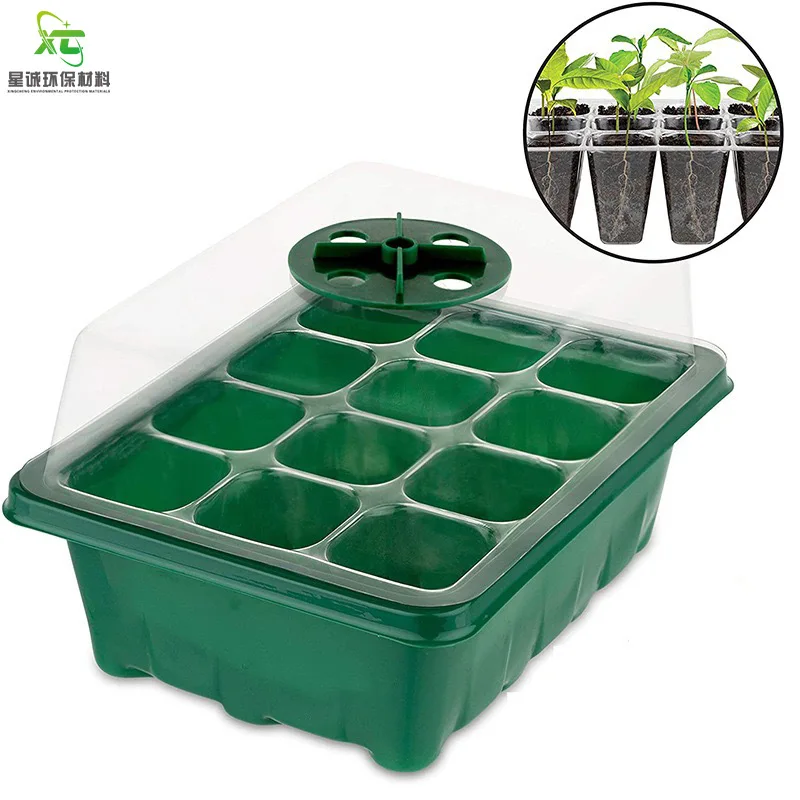 12 Holes Plant Flower Nursery Pots Tray Plastic Jardin Semillas Seed Growing Box Insert Seedling Case with Lid Garden Supplies 