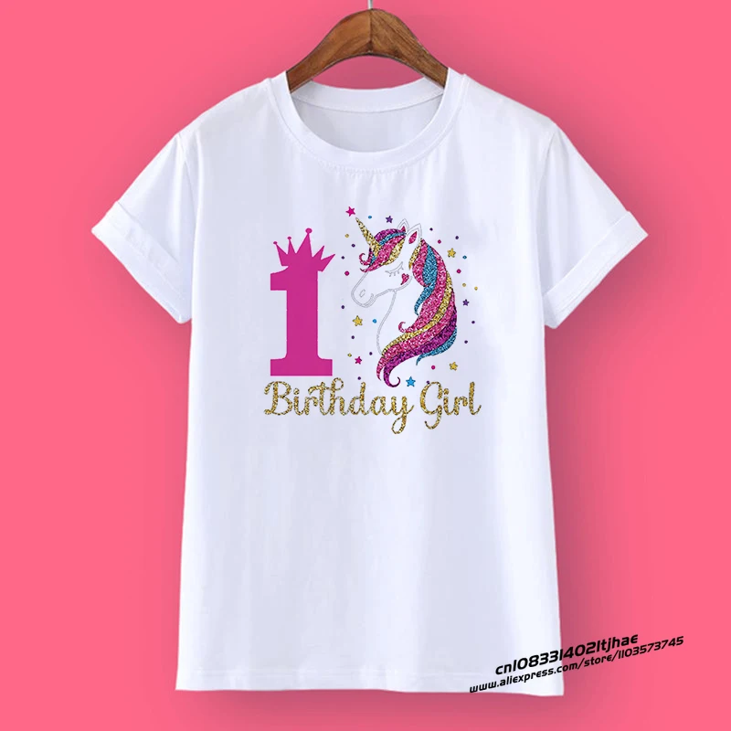 유니콘 생일 셔츠 1-12 생일 티셔츠, 와일드 티, 소녀 파티 티셔츠, 유니콘 테마 의류, 어린이 선물 패션 상의