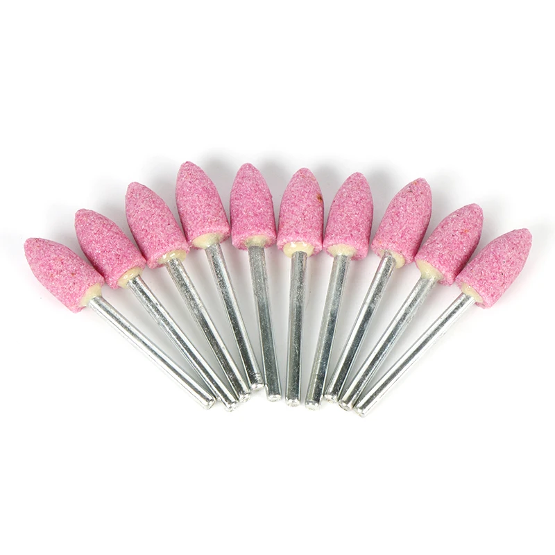 

10Pcs Abrasive Mounted Stone For Dremel Accessories Grinding Stone Wheel Head For Dremel Rotary Tools Bullet-Shape Pink
