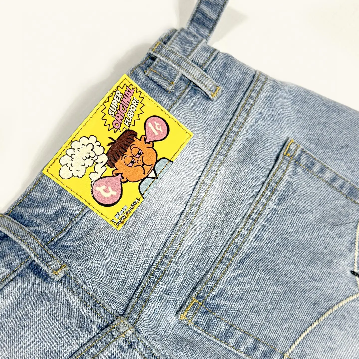 American Cartoon Embroidered Jeans Y2K Mens Womens Retro Pocket Embroidery Vintage Blue Baggy Jeans Oversized Wide Leg Trousers 4