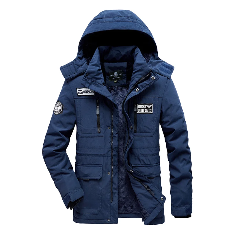 Winter Men's Long Parka Male Cotton-padded Jacket Fur Puffer Coats Mens Military Tactical Hat Detachable Outdoor Windbreaker