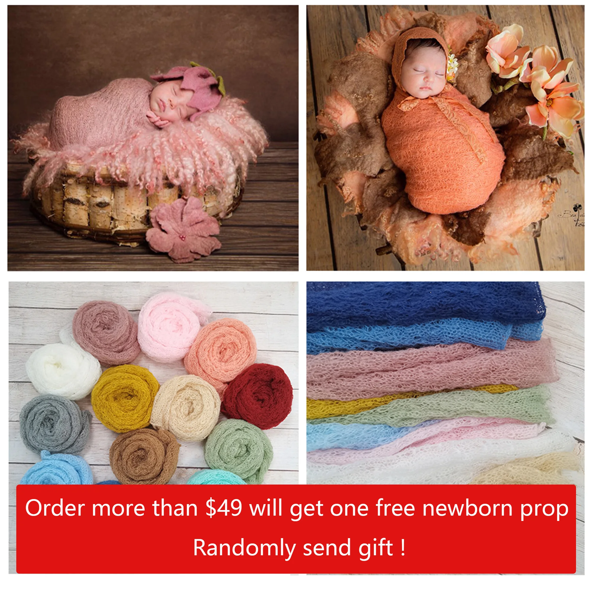 New 150x40cm Mohair Stretch Knit Wrap Newborn Baby Photography Studio