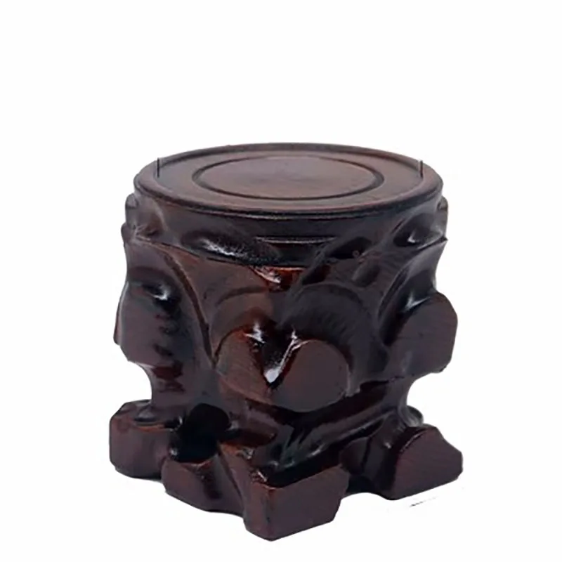 Solid wood carved purple clay teapot, circular and hollowed solid base, vase, bonsai, rare stone Buddha statue display rack