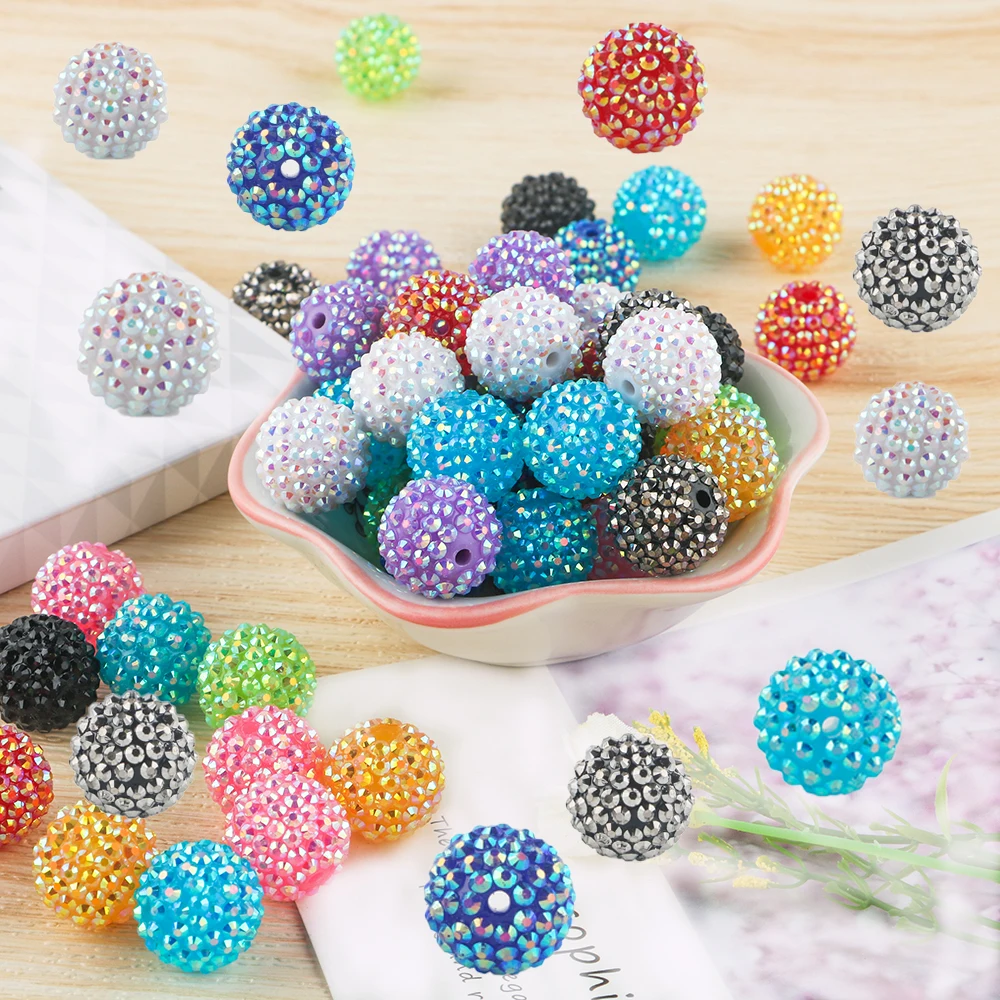 

10~30Pcs 14/16/20mm Rhinestone Resin Bayberry Ball Beads For Jewelry Making Fashion Loose Spacer Acrylic Beads Accessories