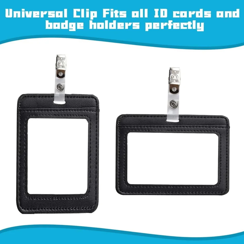 Premium Metal Badge Clips with Clear PVC Straps - 32-Pack for ID Cards, Badge Holders, and Name Tags