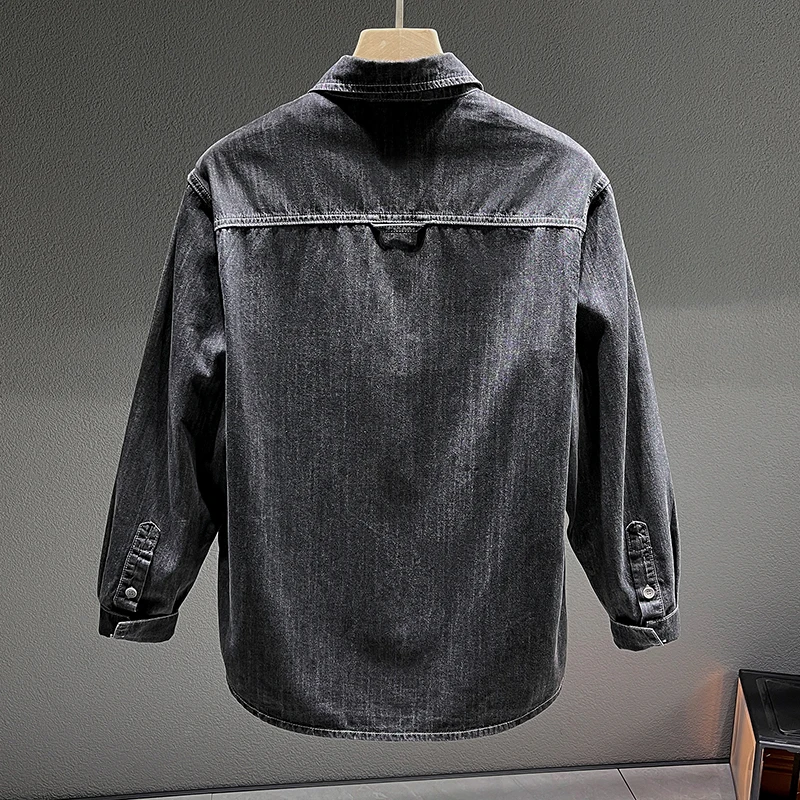 Spring and Autumn XL 5XL 6XL 7X men's denim shirt Men's casual fashion all-match cotton long-sleeved denim shirt