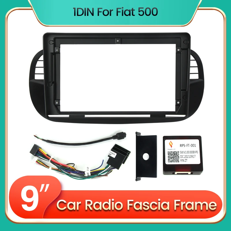 Android Auto Radio Fascia Frame 1Din For FIAT 500 20072015 16Pin Power Cable Canbus Car Stereo