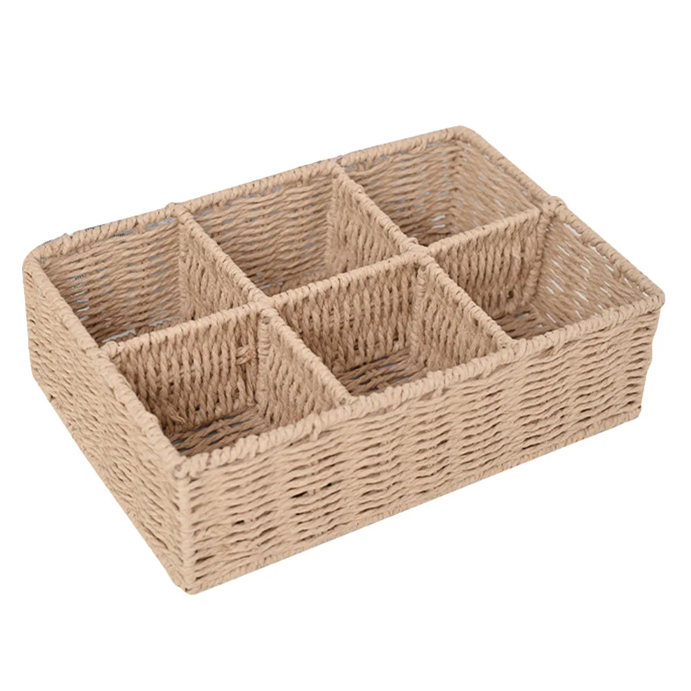 

Tea Bags Hexagon Grid Storage Box Controller Rack Desktop Stand Cosmetics Organizer Decorative Woven Toiletries Holder