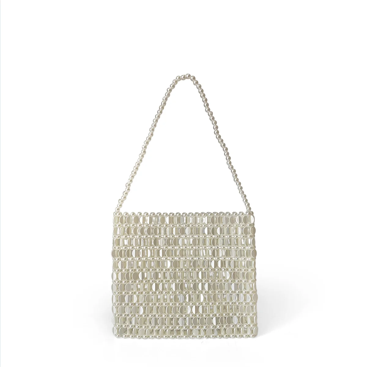 ساطع Ins معدن الفضة اليدوية حبة حقيبة حبة بريق الي...