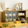 Living Room Bamboo Tea Cabinet Multi-functional Storage Changhong Glass Shelves Adjustable Kitchen Organizer Home Storage Unit 3