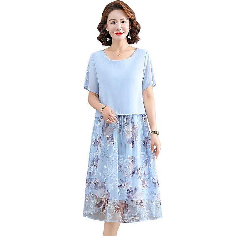 

Women's O-Neck Short Sleeve Dress, Elegant Casual Print Midi Dresses, Vintage Fashion, Slim, Summer