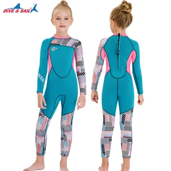 Wetsuits Kids Diving Suit 2.5MM Neoprenes Wet Suit Children Boys Girls Keep Warm One-Piece Long Sleeves Protection Swimwear 1